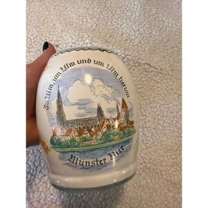 Ulmer Keramik West Germany Beer Stein Hand Painted Ulm Minster Mug 203 Vintage